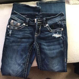 Vigoss distressed dark wash bootcut jeans